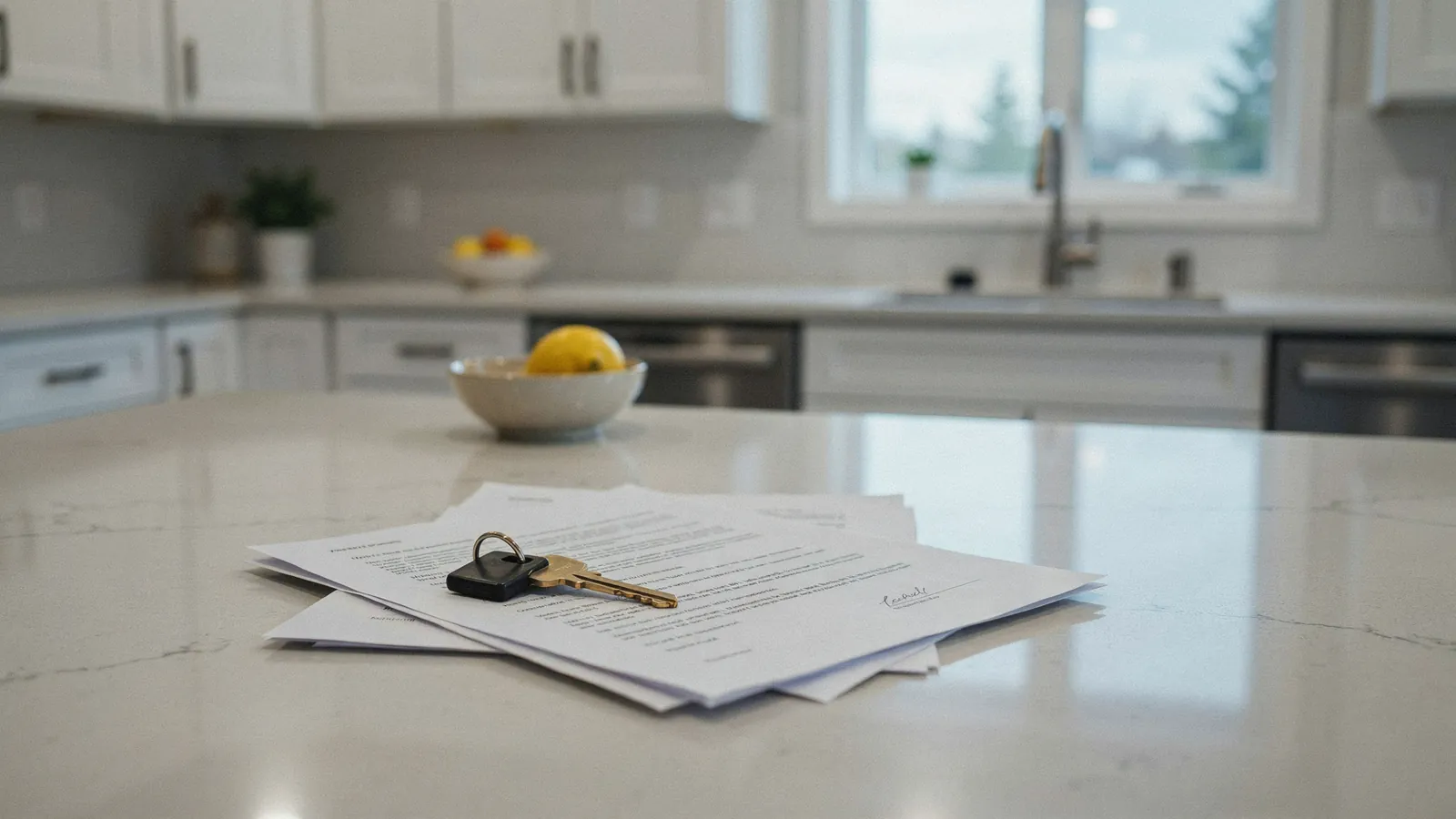 House keys and paperwork laid out for a free foreclosure assessment in Airdrie