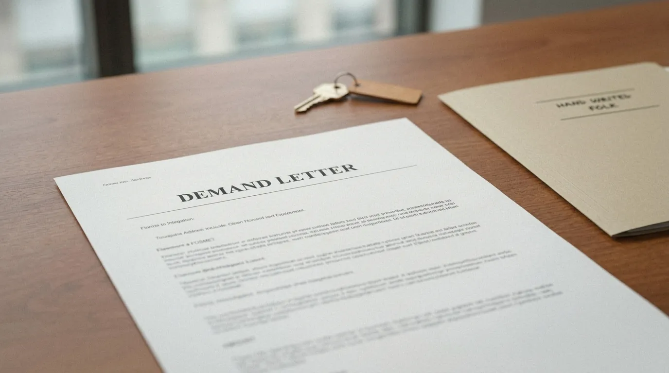 A mortgage demand letter and house keys on a desk, the court process Airdrie uses instead of power of sale